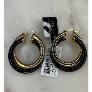 Signature Gold 25 Carat Onyx Earrings 14K Gold Over Resin Core Stunning Elegant